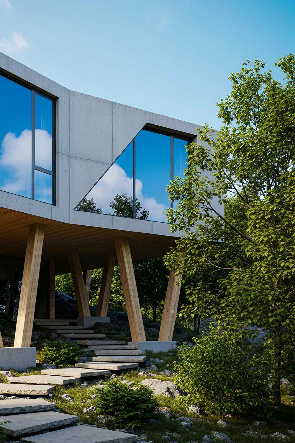 Modern luxury residence on elevated terrain