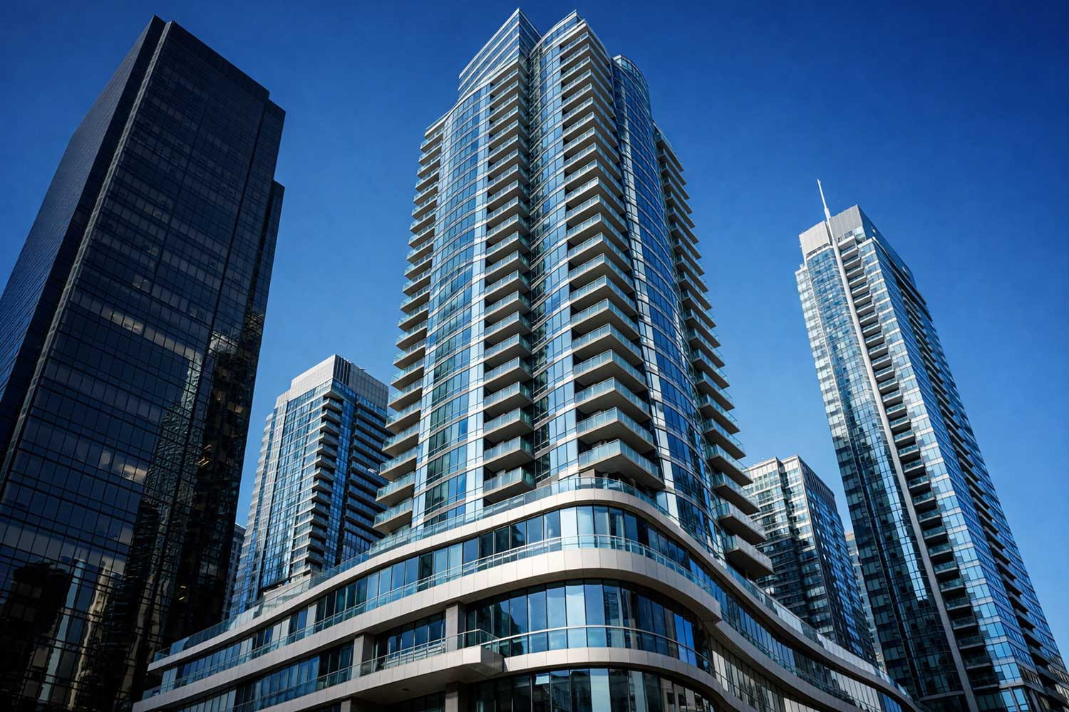 Modern glass skyscrapers